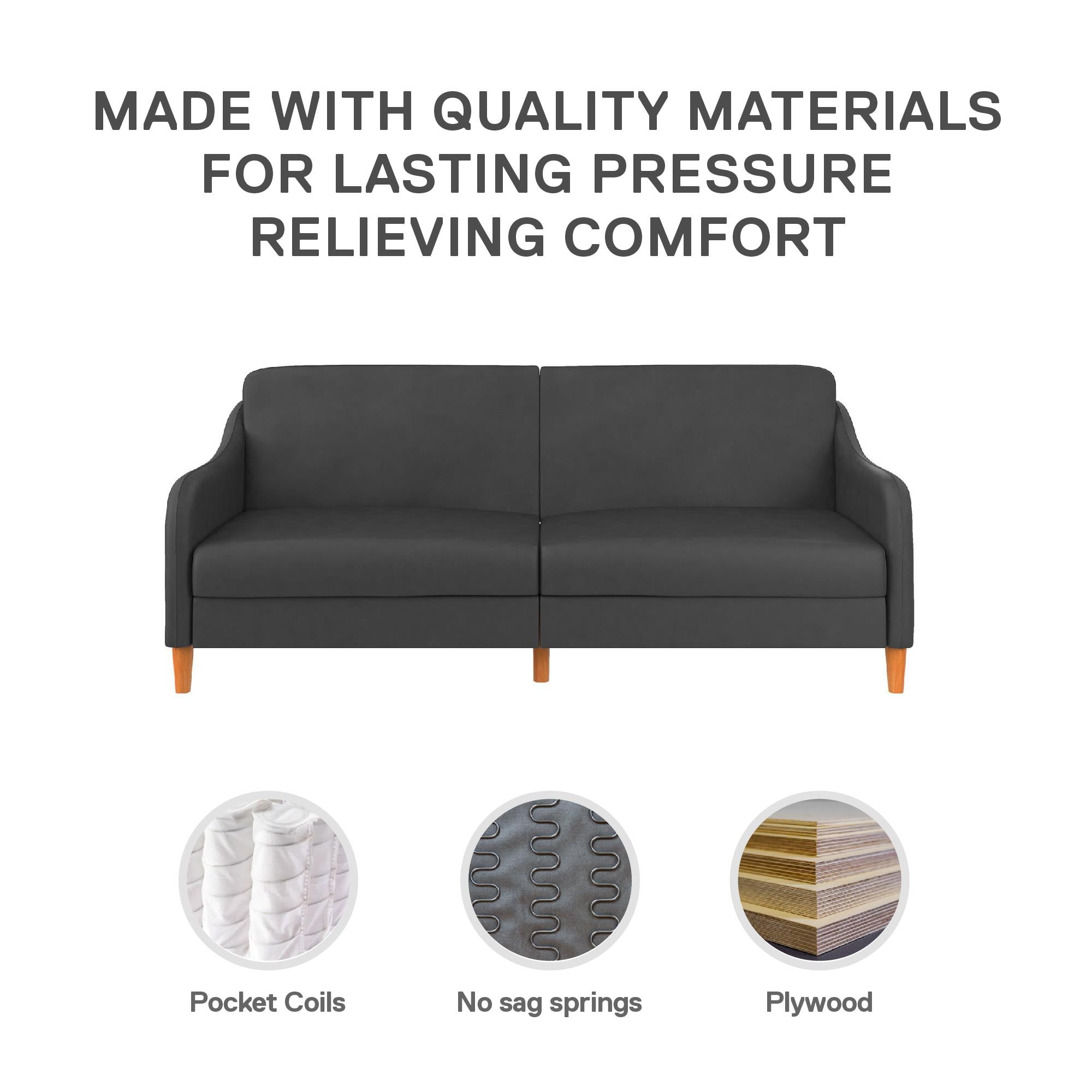 DHP Jasper Futon Sofa Bed - Dark Gray