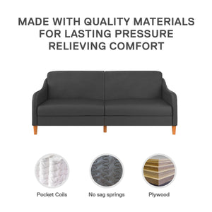 DHP Jasper Futon Sofa Bed - Dark Gray