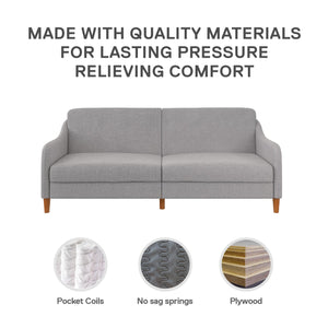 DHP Jasper Futon Sofa Bed - Light Gray