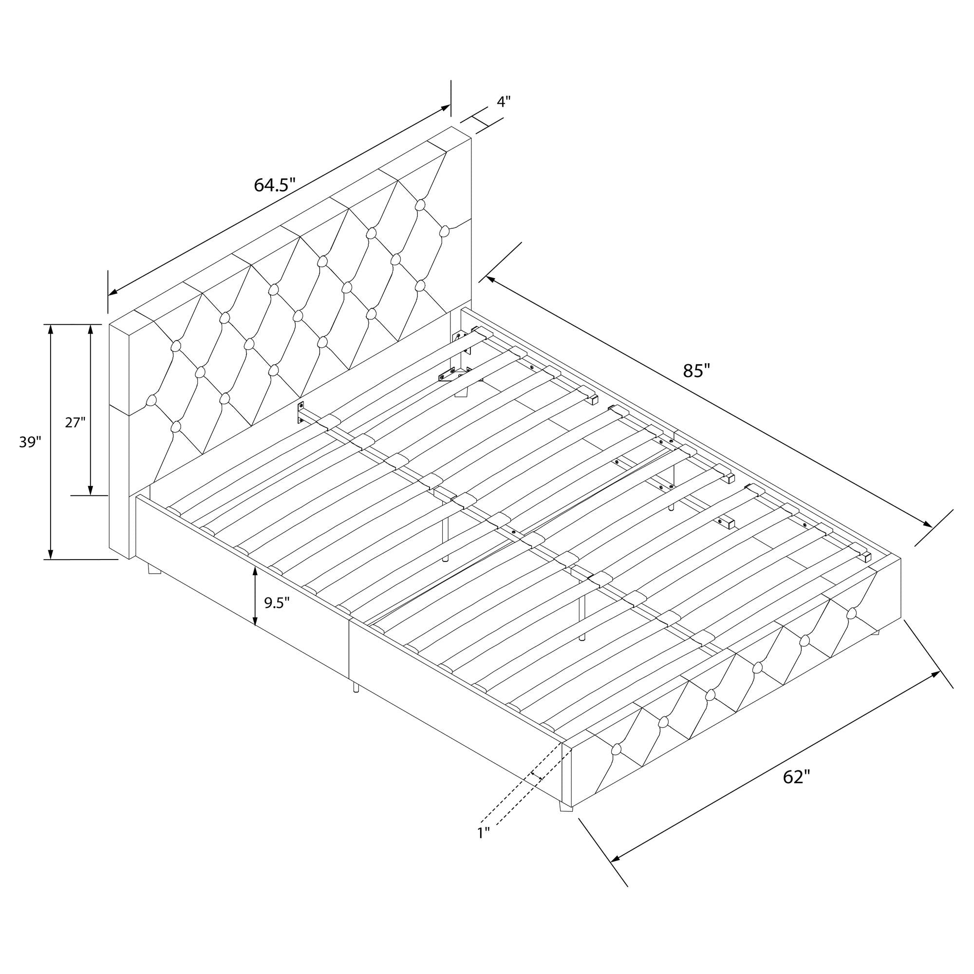 DHP Dakota Upholstered Bed Frame - White Faux leather - Queen