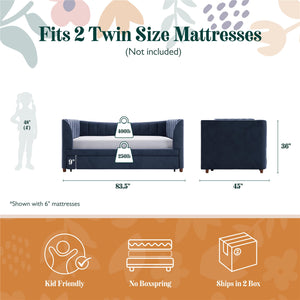 Max & Finn Valentina Upholstered Daybed and Trundle - Blue - Twin