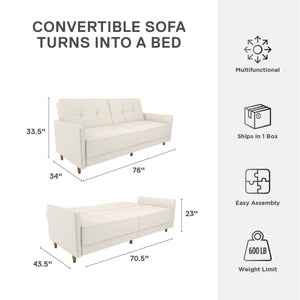 DHP Andora Futon Sofa Bed - White