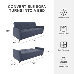 DHP Andora Futon Sofa Bed - Navy