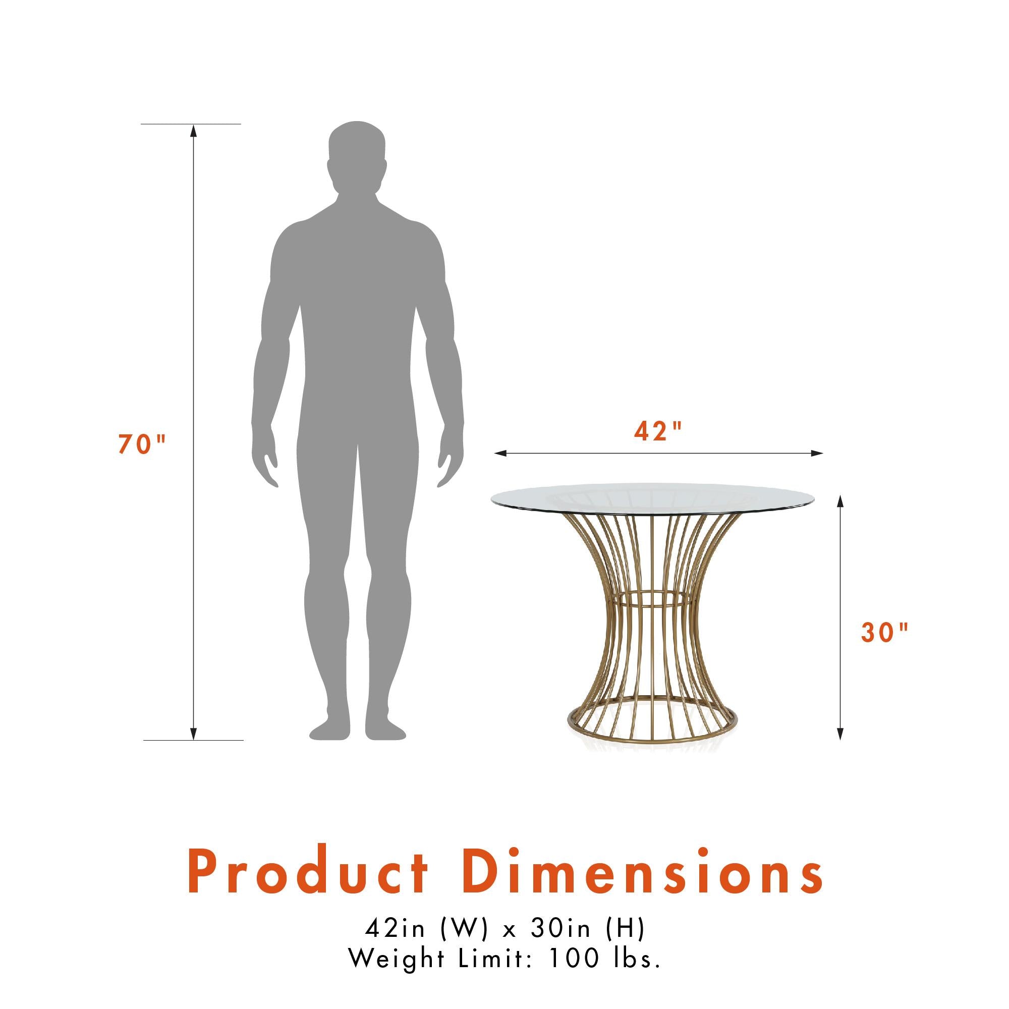 CosmoLiving Westwood Glass Top Dining Table - Brass
