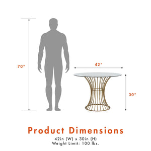 CosmoLiving Westwood Glass Top Dining Table - Brass