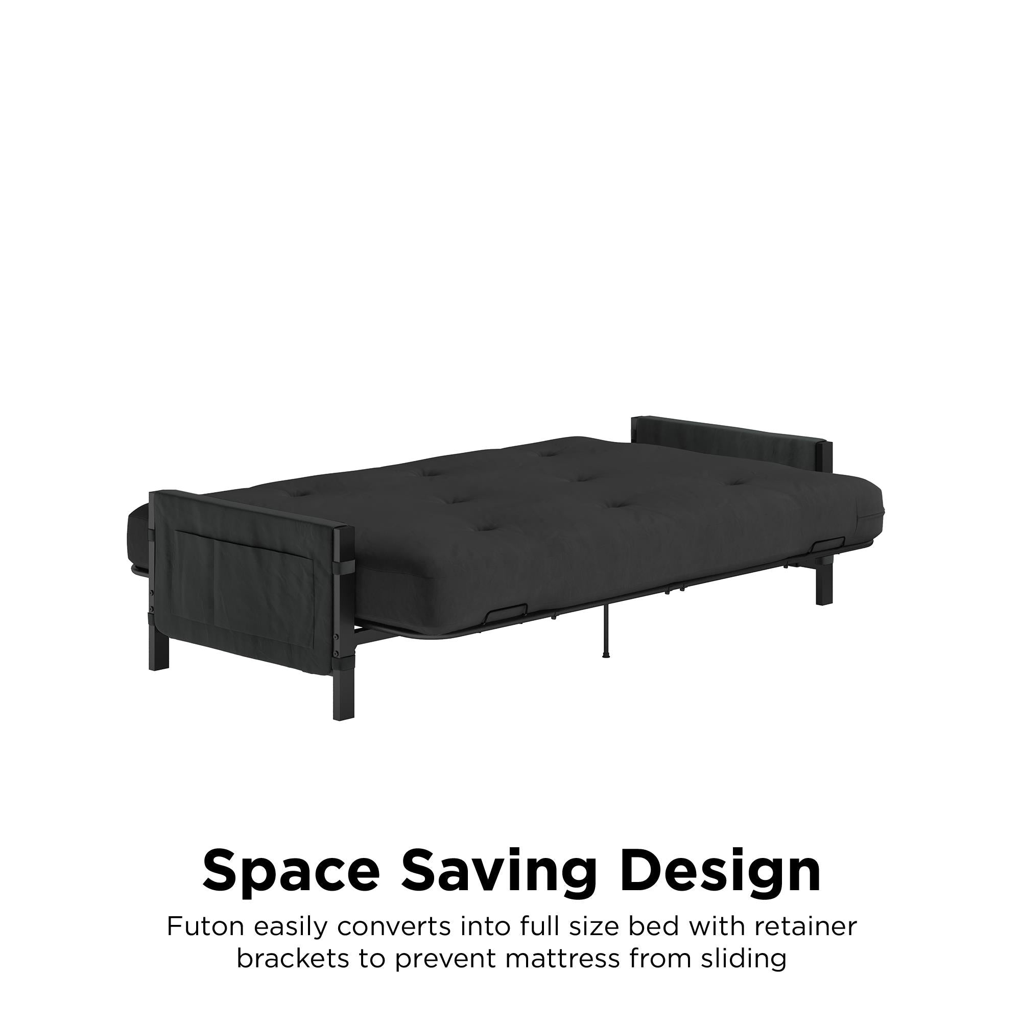 DHP Fairview Futon Set with Metal Frame and 6" Polyester Mattress - Charcoal