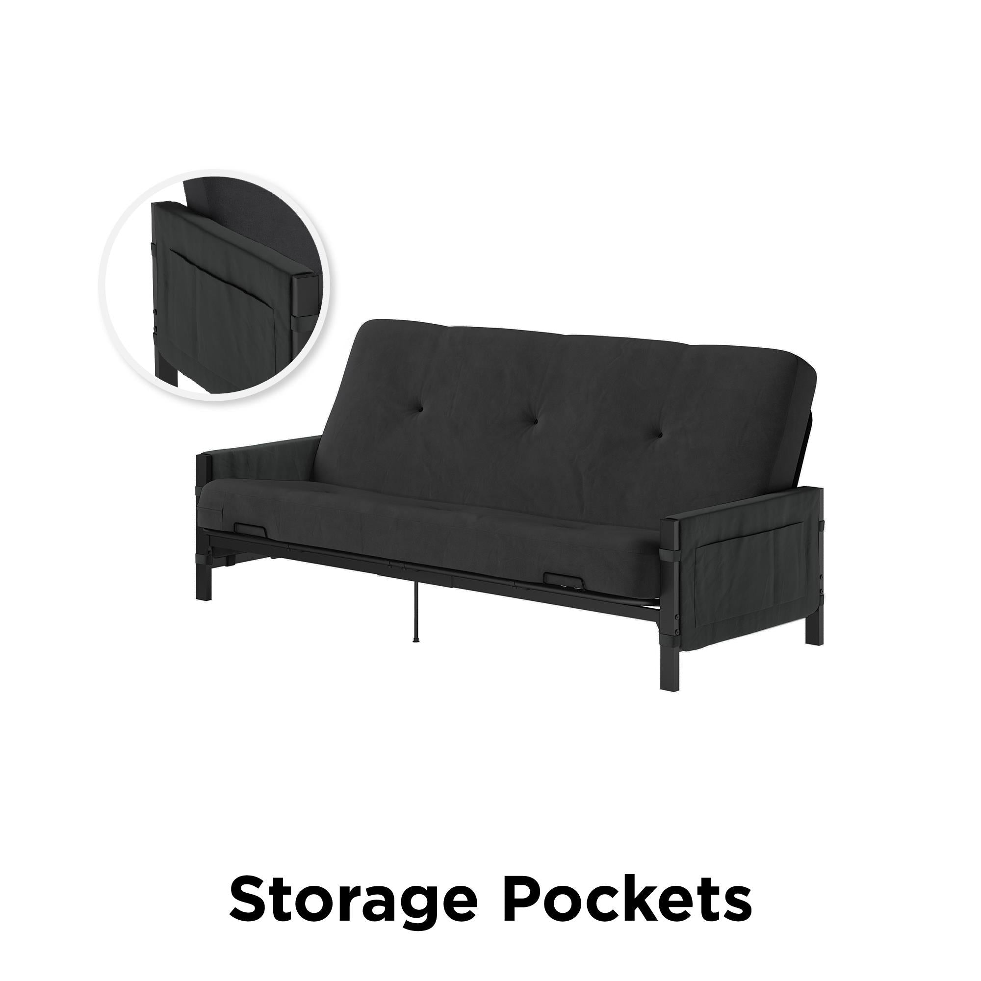 DHP Fairview Futon Set with Metal Frame and 6" Polyester Mattress - Charcoal