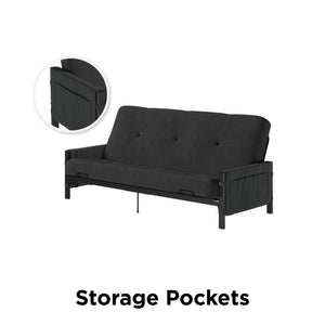 DHP Fairview Futon Set with Metal Frame and 6" Polyester Mattress - Charcoal