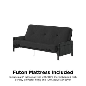 DHP Fairview Futon Set with Metal Frame and 6" Polyester Mattress - Charcoal