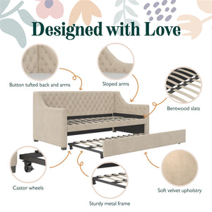Max & Finn Ambrosia Upholstered Daybed and Trundle - Bone Ivory - Twin