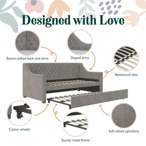 Max & Finn Ambrosia Upholstered Daybed and Trundle - Light Gray - Twin