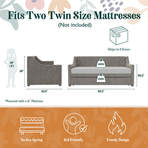 Max & Finn Ambrosia Upholstered Daybed and Trundle - Light Gray - Twin