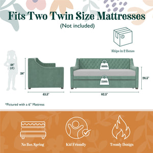 Max & Finn Ambrosia Upholstered Daybed and Trundle - Teal - Twin