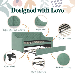 Max & Finn Ambrosia Upholstered Daybed and Trundle - Teal - Twin
