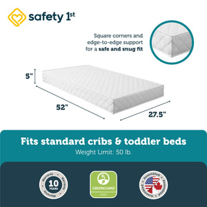 Safety 1st Grow with Me Dual Sided 2-in-1 Baby Crib & Toddler Bed Mattress - White - Crib & Toddler Mattress