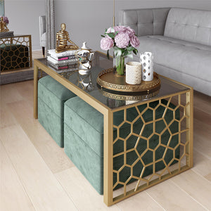 CosmoLiving Juliette Glass Top Coffee Table - Brass