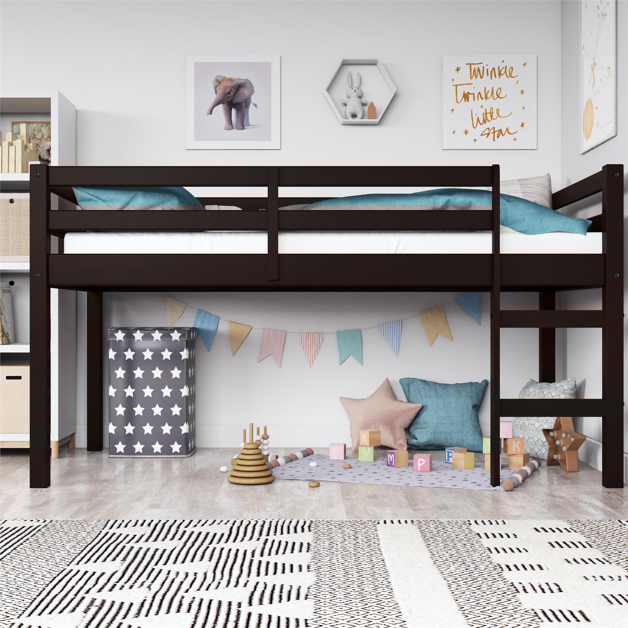 DHP Milton Kids' Low Wood Loft Bed - Espresso - Twin