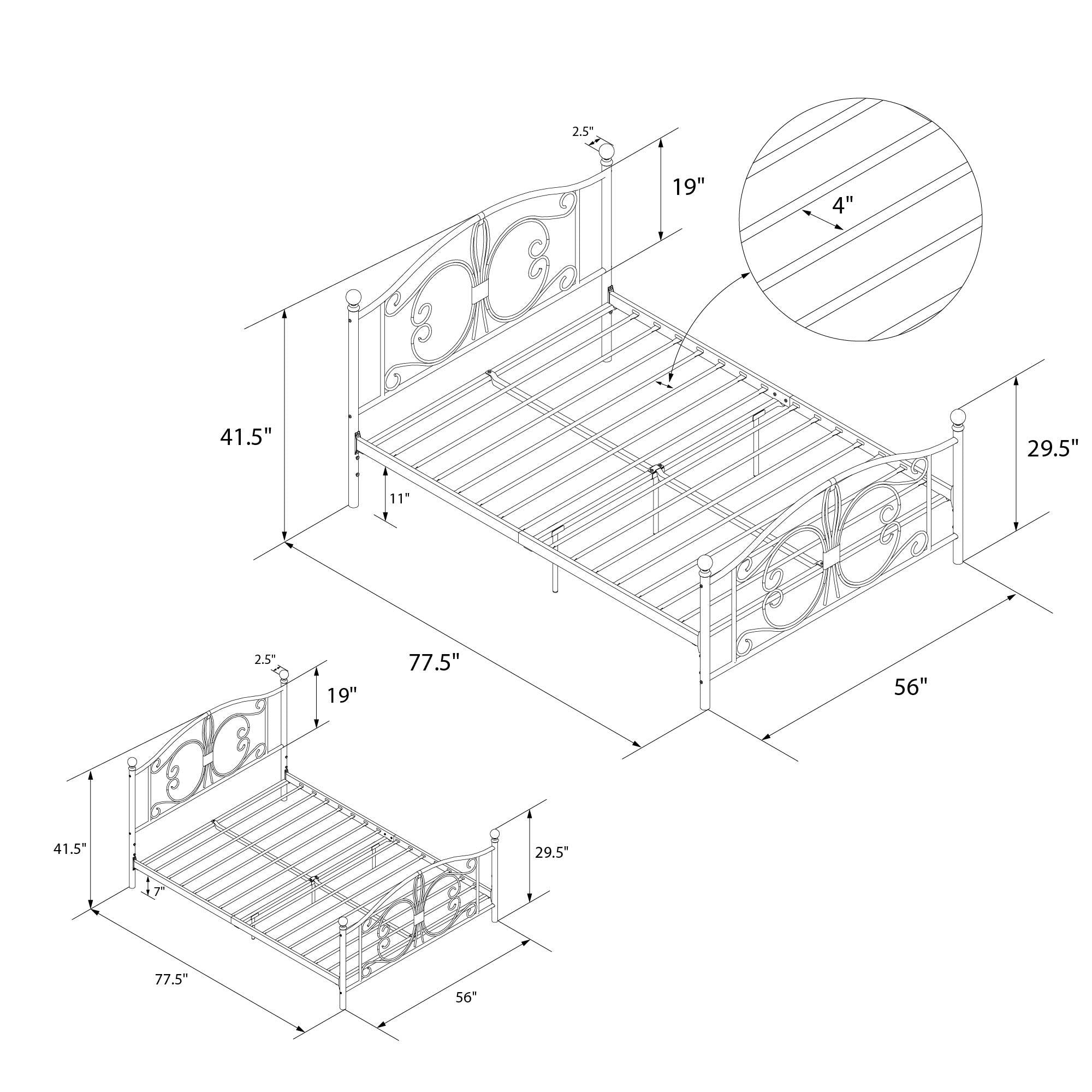 DHP Bombay Metal Bed Frame - White - Full