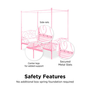 DHP Canopy Metal Bed - Pink - Twin