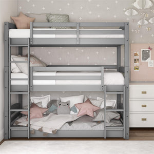 DHP Sierra Kids' Wood Triple Bunk Bed - Gray