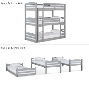 DHP Sierra Kids' Wood Triple Bunk Bed - Gray