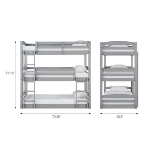DHP Sierra Kids' Wood Triple Bunk Bed - Gray