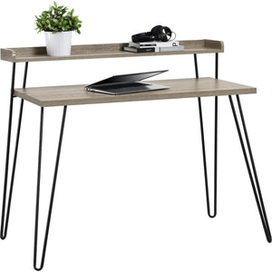 Ameriwood Home Haven Retro Computer Desk with Riser - Distressed Gray Oak