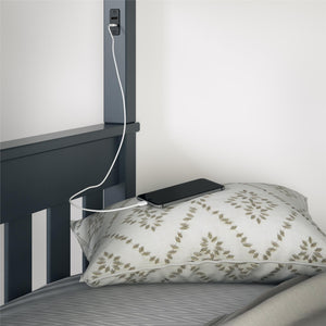 DHP Moon Kids' Wood Bunk Bed with USB - Gray