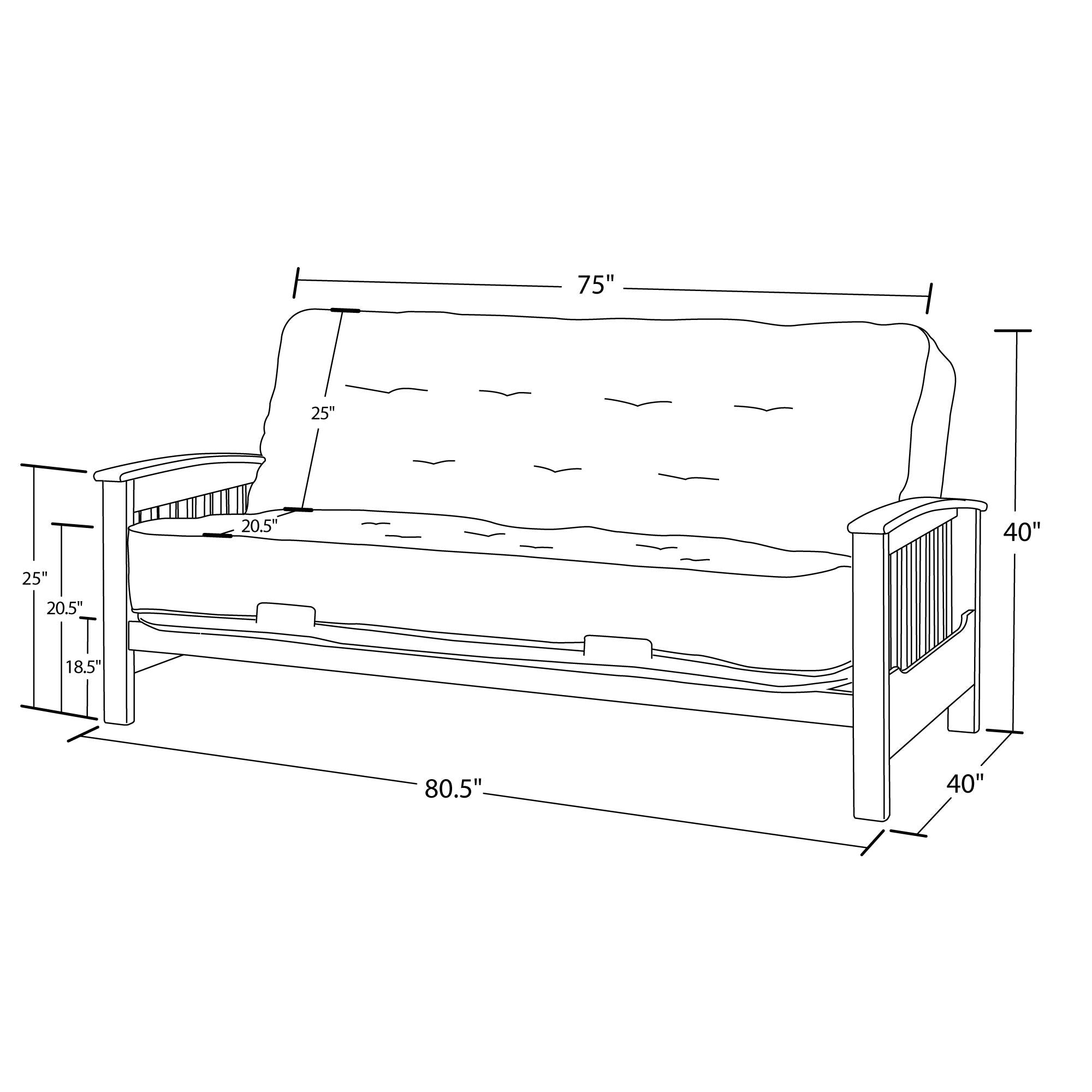 DHP Hudson Futon Set with Wood Arm Frame and Mattress - Brown