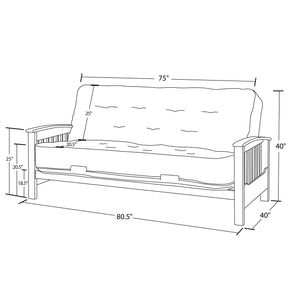 DHP Hudson Futon Set with Wood Arm Frame and Mattress - Brown