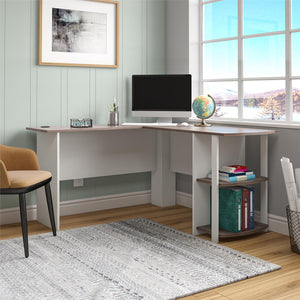 Ameriwood Home Dakota L Desk with Bookshelves - White