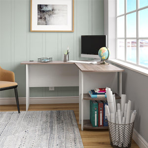 Ameriwood Home Dakota L Desk with Bookshelves - White