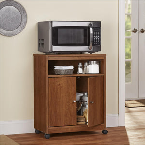 Ameriwood Home Landry Kitchen Microwave Cart, Brown Oak - Bank Alder