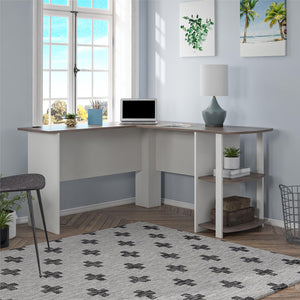 Ameriwood Home Dakota L Desk with Bookshelves - White