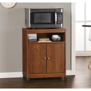 Ameriwood Home Landry Kitchen Microwave Cart, Brown Oak - Bank Alder