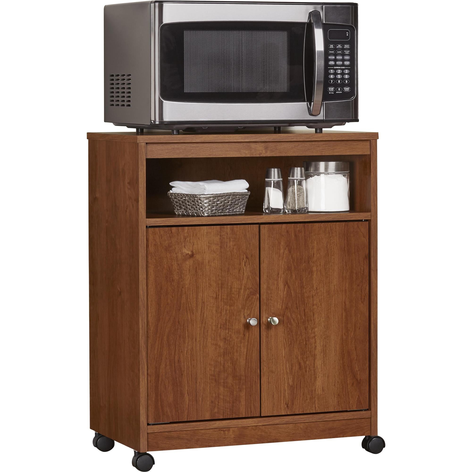 Ameriwood Home Landry Kitchen Microwave Cart, Brown Oak - Bank Alder