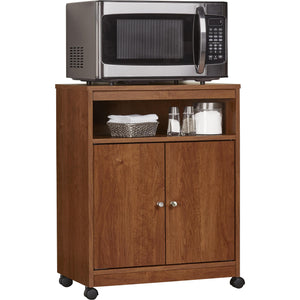 Ameriwood Home Landry Kitchen Microwave Cart, Brown Oak - Bank Alder