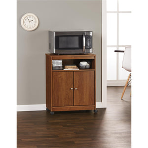 Ameriwood Home Landry Kitchen Microwave Cart, Brown Oak - Bank Alder