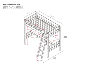 DHP Harlan Kids' Wood Loft Bed with desk - Espresso