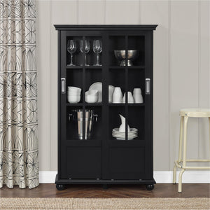 Ameriwood Home Aaron Lane Bookcase with Sliding Glass Doors - Black