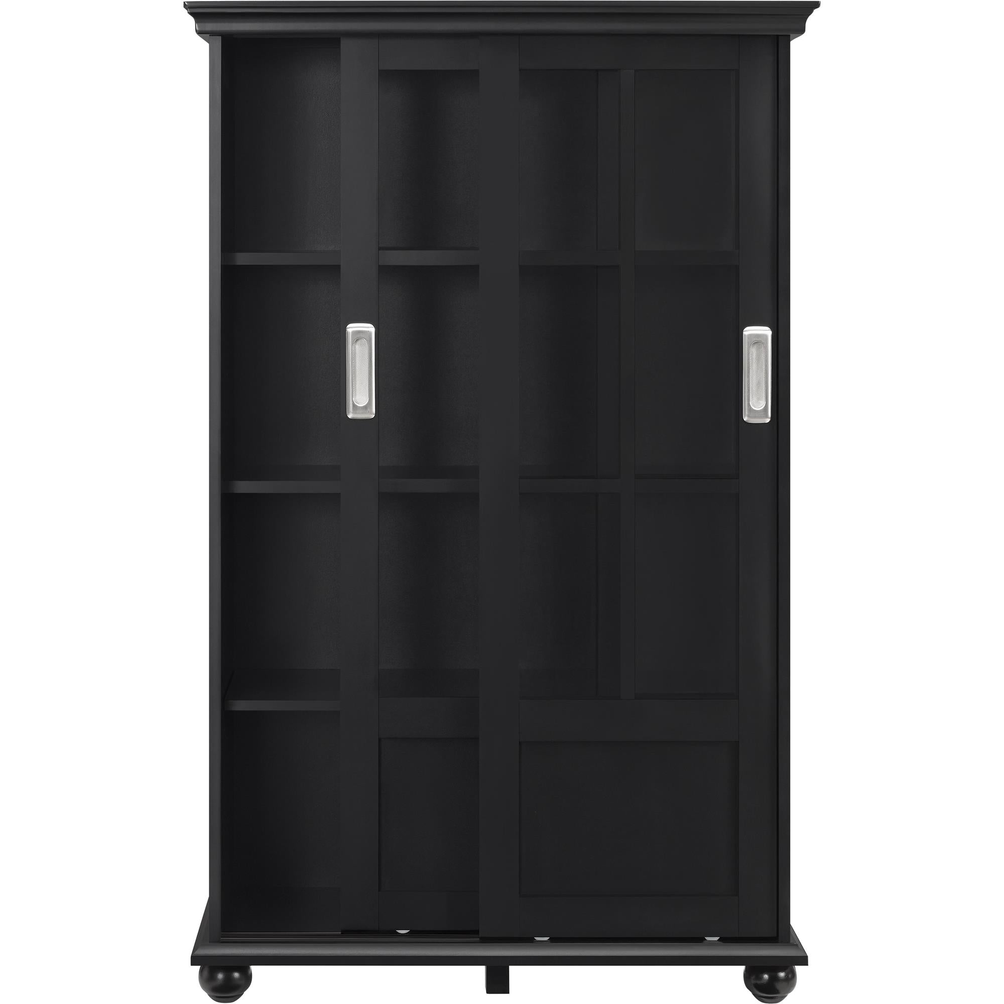 Ameriwood Home Aaron Lane Bookcase with Sliding Glass Doors - Black
