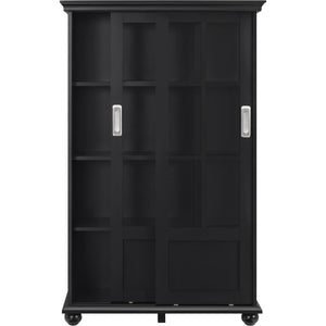 Ameriwood Home Aaron Lane Bookcase with Sliding Glass Doors - Black