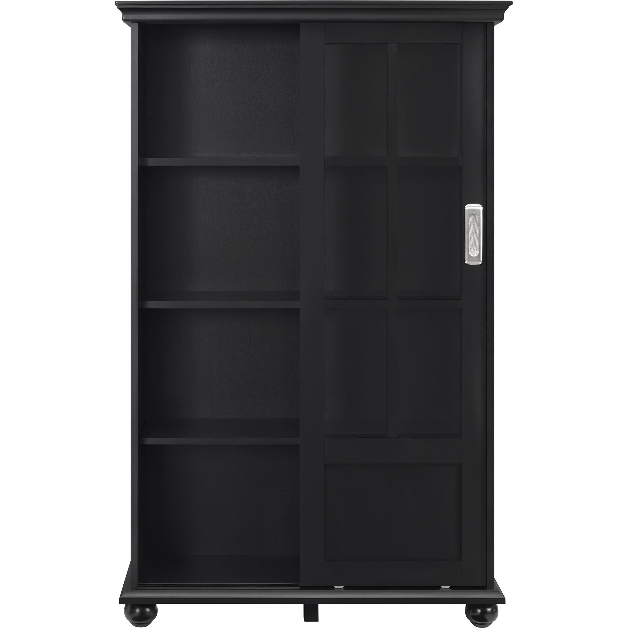Ameriwood Home Aaron Lane Bookcase with Sliding Glass Doors - Black