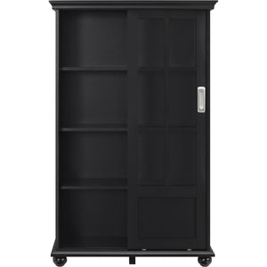 Ameriwood Home Aaron Lane Bookcase with Sliding Glass Doors - Black