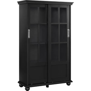 Ameriwood Home Aaron Lane Bookcase with Sliding Glass Doors - Black