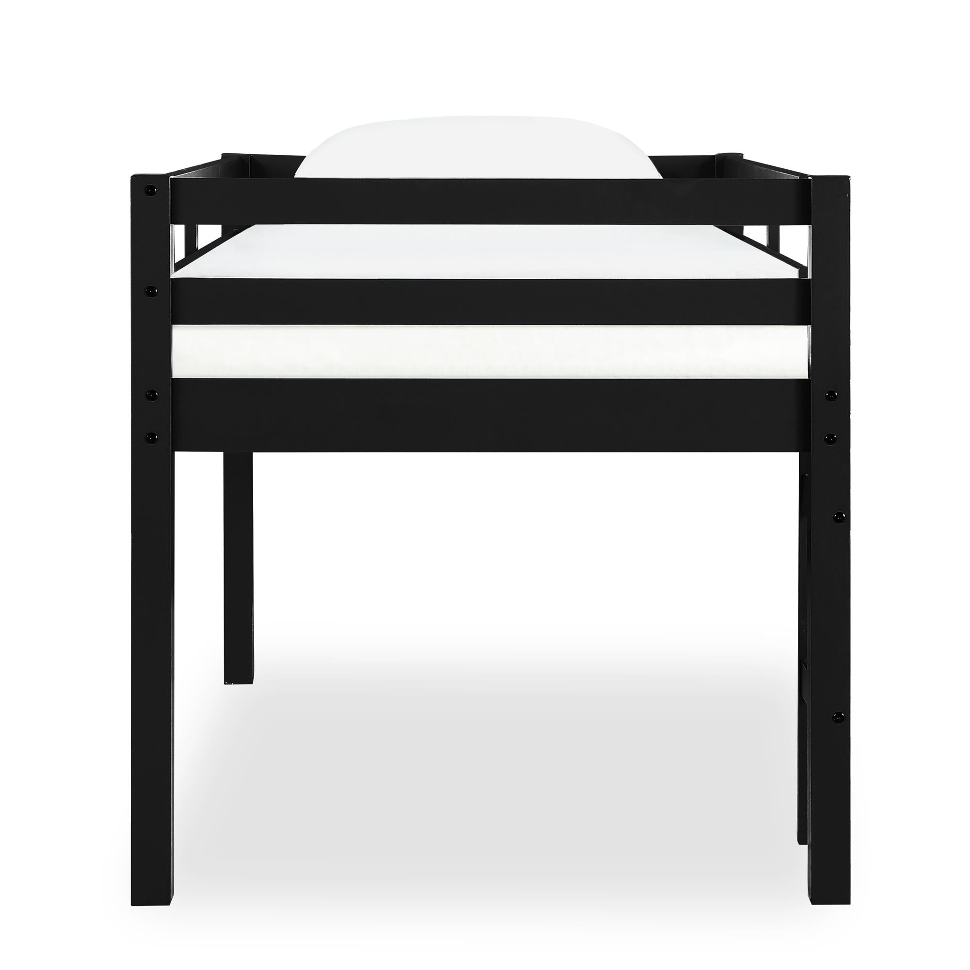 DHP Milton Kids' Low Wood Loft Bed - Black