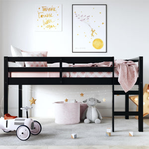 DHP Milton Kids' Low Wood Loft Bed - Black