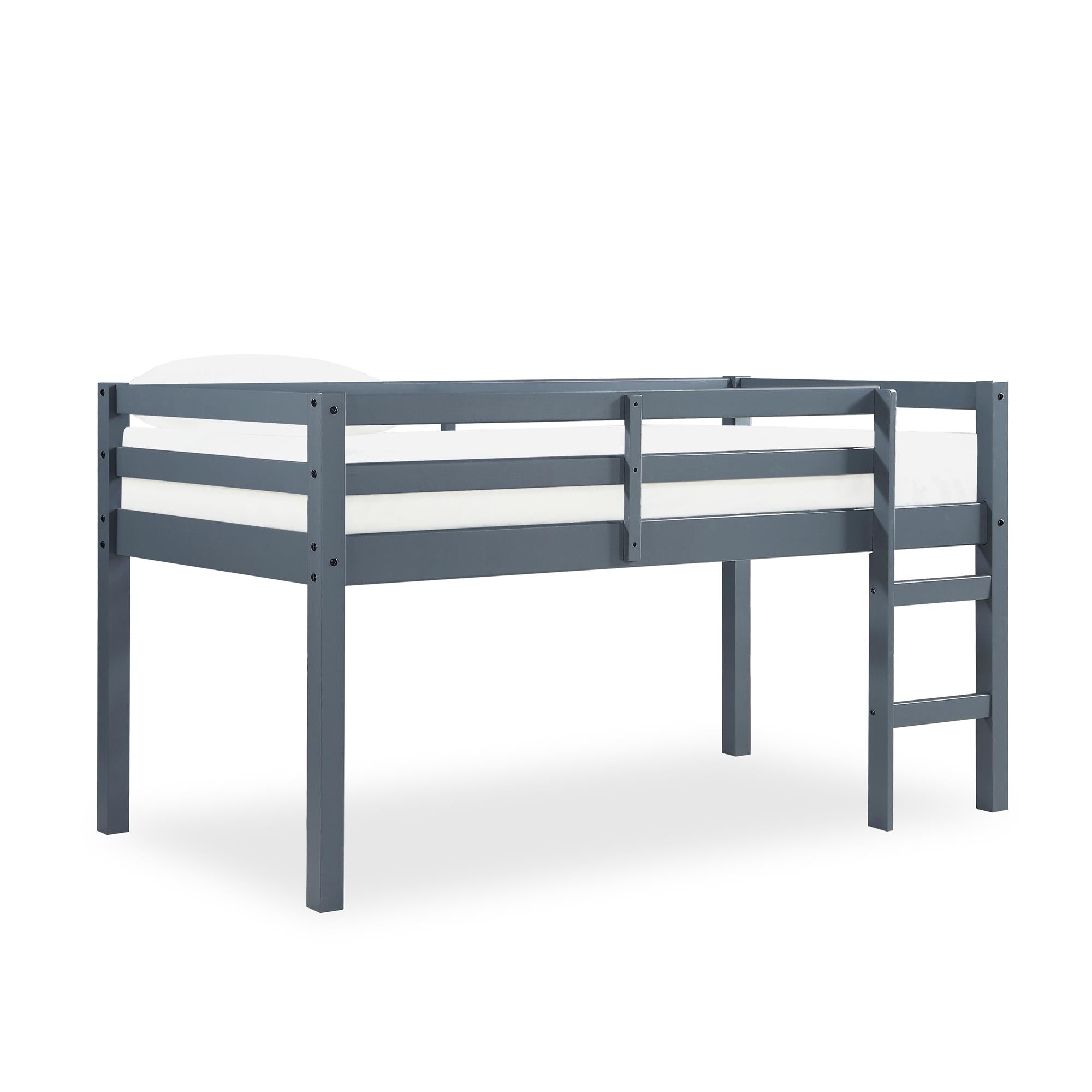 DHP Milton Kids' Low Wood Loft Bed - Gray