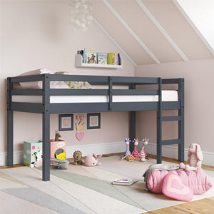 DHP Milton Kids' Low Wood Loft Bed - Gray