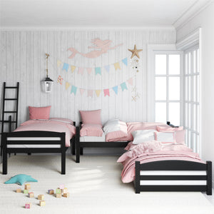 DHP Sierra Kids' Wood Triple Bunk Bed - Black